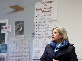 Ontario NDP Leader Andrea Horwath is seen in the Trappers Centre on the Grassy Narrows First Nation reserve in northwestern Ontario on Friday, May 18, 2018.
