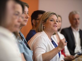 Ontario NDP Leader Andrea Horwath attends a discussion with health care professionals during a campaign stop in Toronto on Thursday, May 24, 2018. THE CANADIAN PRESS/Chris Young