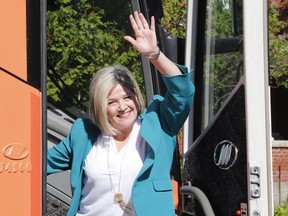 Ontario NDP Leader Andrea Horwath arrives at a campaign stop in Ottawa on Sunday, May 20, 2018. THE CANADIAN PRESS/ Patrick Doyle