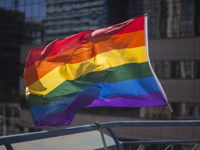 The Pride flag awaits raising at Toronto Police headquarters on June 1, 2017. (Ernest Doroszuk/Toronto Sun)