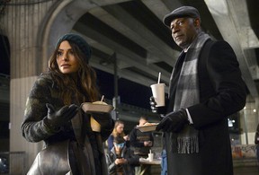 Sarah Shahi (Person of Interest) and Dennis Haysbert (24) star on NBC’s VR thriller Reverie. (Sergei Bachlakov/NBC)