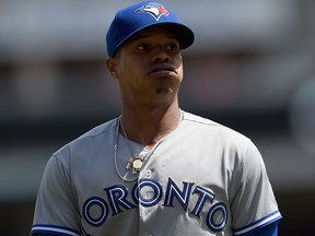 Marcus Stroman of the Toronto Blue Jays walks back to the dugout after pitching against the Minnesota Twins on May 2, 2018