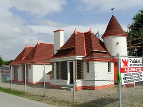 For almost a decade, the last example of what were 16 similar-looking Joy gasoline stations, that at one time were scattered all over Toronto, has quietly awaited its future behind fencing on the south side of Lake Shore Blvd. W. Originally located at the northwest corner of the nearby Windermere Ave. - Lake Shore Blvd. W. intersection, it’s future looked bleak after a developer bought the corner and sought a permit to clear the land by demolishing the station. Prodded into keeping the area landmark by a group of concerned citizens, who were frustrated by the ongoing demolition of the city’s historical “treasures,” officials refused to issue a demolition permit and decided instead to preserve it by moving the structure to its present location. Since that move many suggestions have been presented to the station’s owner, the City of Toronto, that would have seen the structure incorporated into a new waterfront restaurant complex or perhaps serve as a tourist information centre. Its fate is still undecided.