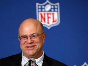 David Tepper smiles as he speaks to the media during a news conference where he was introduced as the new owner of the Carolina Panthers at the NFL owners spring meeting Tuesday, May 22, 2018, in Atlanta. (AP Photo/John Bazemore)
