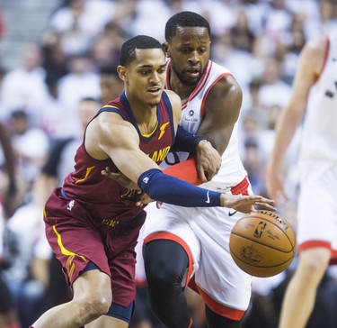 Toronto Raptors CJ Miles during 1st half action against Cleveland Cavaliers in Eastern Conference Semifinals at the Air Canada Centre Jordan Clarkson at the Air Canada Centre in Toronto, Ont. on Tuesday May 1, 2018. Ernest Doroszuk/Toronto Sun/Postmedia Network