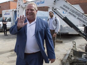 Ontario PC leader Doug Ford at a campaign announcement in Toronto on Monday. Frank Gunn/The Canadian Press