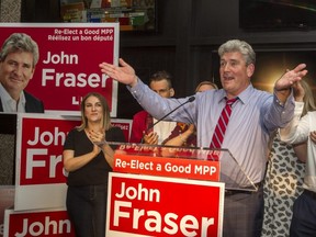 John Fraser thanks the voters of Ottawa South at his victory party June 7, 2018. (Bruce Deachman/Postmedia)