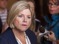 Ontario NDP leader Andrea Horwath listens to a question during a press availability at a campaign stop at Blackwater Coffee Co. in Sarnia on June 4.
(The Canadian Press)