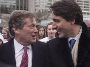 Prime Minister Justin Trudeau (right) and Toronto Mayor John Tory are pictured together in January, 2016. (THE CANADIAN PRESS)