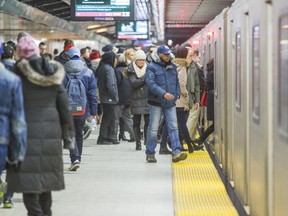 File photo of  TTC train arriving on the subway platform at Bloor-Yonge Station in Toronto. (Ernest Doroszuk/Toronto Sun/Postmedia Network)
