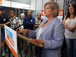 NDP Leader Andrea Horwath makes a campaign stop in Toronto on Friday June 1, 2018. (DAVE ABEL/Postmedia)