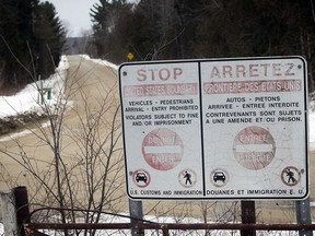 The Canada-U.S. border in Champlain, N.Y., near Hemmingford, Que., is seen on Feb. 9, 2017.