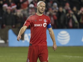 TFC’s  Michael Bradley took a late penalty which led to a Crew penalty kick. (Craig Robertson/Toronto Sun File Photo)