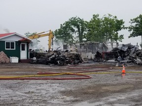 The aftermath of a barn fire in Erin on June 13, 2018 that killed six horses. (CharlesWCTO/Twitter)