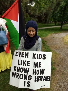 A participant of the al-Quds day rally in Toronto on Saturday, June 9 2018. Courtesy Canada-Israel Friendship Association