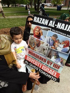A participant of the al-Quds day rally in Toronto on Saturday, June 9 2018. Courtesy Canada-Israel Friendship Association