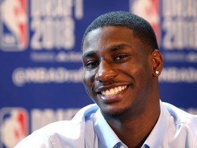 NBA Draft Prospect Jaren Jackson Jr. speaks to the media in New York on Wednesday. (Mike Lawrie/Getty Images)