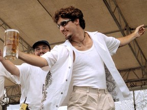 Justin Trudeau gets inducted into the Order of Saquatch Hunters at the Columbia Brewery's Kokanee Summit Festival in Creston, B.C. on Sunday Aug. 6, 2000.