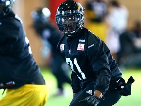 Simoni Lawrence during Hamilton Tiger-Cats practice at Players Paradise Sports Complex in Stoney Creek on Nov. 18, 2014