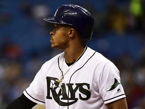 Mallex Smith of the Tampa Bay Rays.  (JULIO AGUILAR/Getty Images)