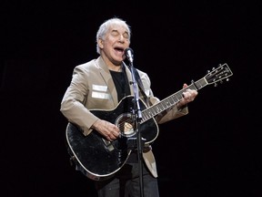 Paul Simon kicks off his Homeward Bound: The Farewell Tour in Vancouver on May 16, 2018. (Jimmy Jeong/The Canadian Press via AP)