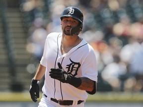Detroit Tigers' Nicholas Castellanos rounds the bases after his two-run home run during the first inning of a baseball game against the Oakland Athletics, June 28, 2018, in Detroit. (CARLOS OSORIO/AP)