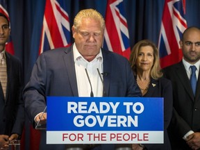 Progressive Conservative Leader Doug Ford listens to questions during an announcement in Toronto on Tuesday, June 5, 2018. THE CANADIAN PRESS/ Tijana Martin