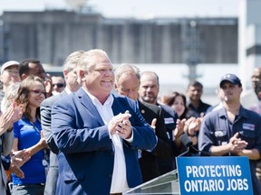 Ontario premier-designate Doug Ford announces his commitment to keeping the Pickering Nuclear Generating Station in operation until 2024 in Pickering on Thursday, June 21, 2018. THE CANADIAN PRESS/Nathan Denette