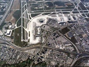 An aerial view of Pearson International Airport, with Highway 401 to the left and Highway 427 in the lower portion of the photo. (Toronto Sun files)