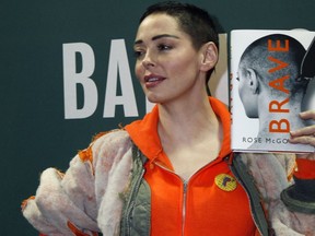 Actress Rose McGowan shills her new memoir, Brave, in Detroit.