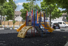 The Scarborough townhouse complex playground, that was the scene a shooting leaving two girls injured near near McCowan Rd. and McNicoll Ave., the previous day in Toronto,Ont. on Friday June 15, 2018. (Ernest Doroszuk/Toronto Sun/Postmedia)
