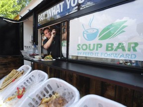 Chef Jagger Gordon with the Feed It Forward Soup Bar.