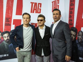 Ed Helms, Jeremy Renner and Jon Hamm at the Canadian premiere for Tag at the TIFF Bell Lightbox in Toronto. (Ernest Doroszuk/Postmedia Network)