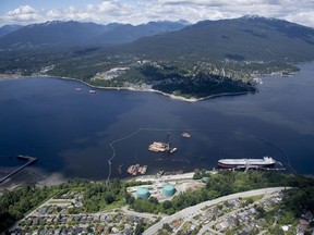 A aerial view of Kinder Morgan's Trans Mountain marine terminal, in Burnaby, B.C., is shown on Tuesday, May 29, 2018.