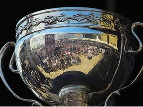 Fans are reflected in the cup during the Calder Cup Championship celebrations at the Ricoh Coliseum on Saturday June 16, 2018. Veronica Henri/Toronto Sun/Postmedia Network