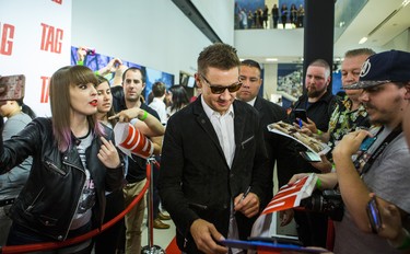 Actor Jeremy Renner at the red carpet for the move - Tag - at the TIFF Bell Lightbox in Toronto, Ont.  on Monday June 11, 2018. Ernest Doroszuk/Toronto Sun/Postmedia