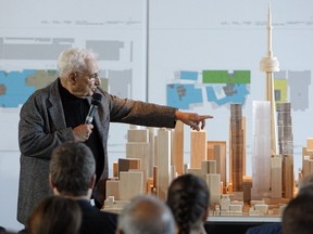 Frank Gehry unveils plans for a mixed-use project in Torontos downtown arts and entertainment district on Oct 1, 2012. MICHAEL PEAKE/TORONTO SUN