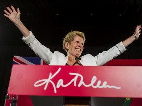 Kathleen Wynne takes to the stage before announcing she is stepping down as leader of the Ontario Liberal party at the election watching party at York Mills Gallery in Toronto, Ont on Thursday June 7, 2018. Ernest Doroszuk/Toronto Sun/Postmedia