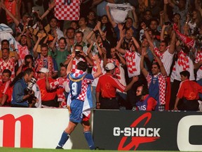 Croatia's Davor Suker salutes fans during the 1998 World Cup in France. (GETTY IMAGES)