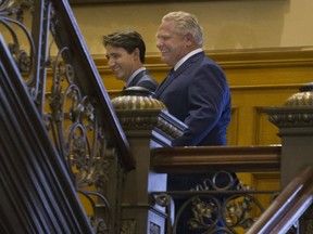Prime Minister Justin Trudeau met with Ontario Premier Doug Ford at Queens Park on July 5, 2018. (Stan Behal/Toronto) Sun/Postmedia Network  
Stan Behal