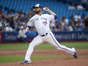 Jaime Garcia #57 of the Toronto Blue Jays delivers a pitch in the second inning during MLB game action against the Atlanta Braves at Rogers Centre on June 19, 2018 in Toronto, Canada.