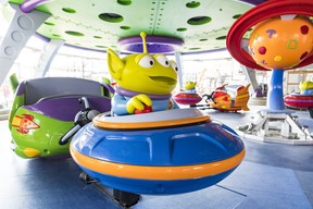 A look at the Alien Swirling Saucers attraction at Toy Story Land. (Matt Stroshane/Walt Disney World via AP)