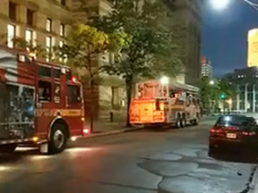 Old City Hall fire deemed as "suspicious" by Toronto Fire Services. Screengrab from Facebook page.