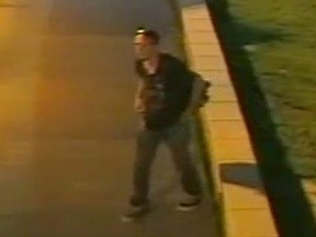 An image released by Peel police of a suspect in two alleged indecent acts at Malton GO bus terminal in June.