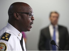 Toronto Police Chief Mark Saunders and Mayor John Tory have come together with an eight-week initiative to tackle crime and gun violence. (Jack Boland/Toronto Sun)