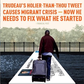 The Conservative party pulled an attack ad from its Twitter feed Tuesday that depicted a black man carrying a suitcase walking over a tweet from Prime Minister Justin Trudeau. The image from that deleted tweet is seen here in an undated screen capture.