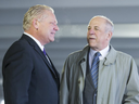 Doug Ford chats with Dr. Rueben Devlin at Humber River Hospital before making a donation to the hospital on Wednesday December 17, 2014. (Ernest Doroszuk/Toronto Sun/Postmedia Network)