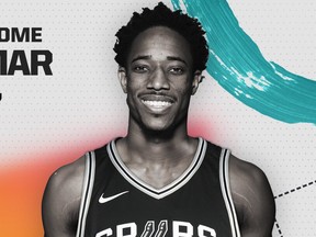 The San Antonio Spurs tweeted this image of DeMar DeRozan after the deal was finalized on Wednesday, July 18, 2018.