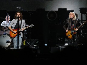 The Eagles return to the Scotiabank Area in Toronto on Tuesday, July 17, 2018. Pictured: Don Henley on drums, Deacon Frey — the son of deceased member Glenn Frey — on guitar and Joe Walsh, also on guitar, on the right. (Postmedia Network Files)