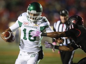 Roughriders quarterback Brandon Bridge gets the start against the Tiger-Cats on Thursday.  Mark Taylor/The Canadian Press